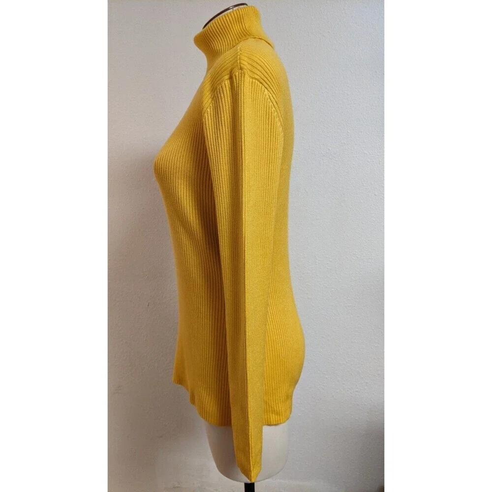 NWT~BOSTON PROPER Women's Marigold Yellow Viscose Blend Turtleneck Sweater M
